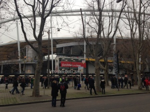 Pre-match outside the stadium 